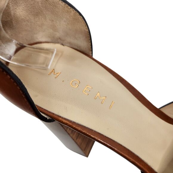 M. GEMI Shoes Womens 40.5 9.5 Brown Tan Heel Sandals Block Heel Ankle Strap Twee - Picture 6 of 8